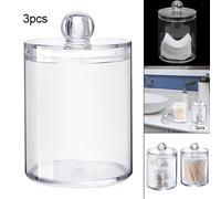 Acrilico 3Pcs Qtip Floss Apothecary Jar Organizer Supporto per tampone di