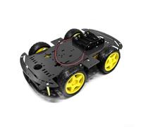 Acrilico 4WD Robot Car Chassis Kit Con Encoder (nero) | Configurazione 4WD, doppi motoriduttori DC, encoder, costruzione acrilica, elettronica fai da te