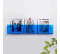 Acrilico Brochure Storage Rack Montaggio A Parete, Portariviste per Ufficio, Bagno, Sala D'attesa, Libreria Organizer, Vinile, Record Stand, Mail Makeup Display, Blue, L80cm/31.5in