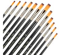 Acrilico Brush Set 12 Pezzi per vernici acriliche, Nylon Artist Brush Acquerello Brush Seth, Olio Paint Brush Set Pennello da pittura Pennello sintetico per principianti Artisti Adulti Bambini (Nero)