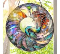 Acrilico Colorato Acchiappasole, Decorazione da Appendere alla Finestra con Donna Stampata in Stile Vetro Colorato, Arte Murale Arcobaleno, Idea Regalo e Ornamento da Giardino per Uso Interno ed