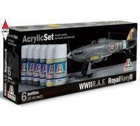 Acrylic Set WWII R.A.F. RAF Royal Navy II Colori Acrilici 6 pcs ITALERI