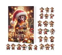 Acrilico Monkey Ornamento Countdown Calendar - 24 pezzi 2D Cute Christmas Tree Decorations, Colorful Holiday Hanging Set, materiale leggero, Easy Display | For Home Offices Party School Apart