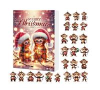 Acrilico Monkey Ornamento Countdown Calendar - 24 pezzi 2D Cute Christmas Tree Decorations, Colorful Holiday Hanging Set, materiale leggero, Easy Display | For Home Offices Party School Apart