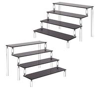 Acrilico Riser Display Stand, Nero 4 Livelli Cupcake Stand Display Alzate Scaffale Profumo Colonia Organizer Compatibile con Pop Figure Cibo Dessert Trucco Cosmetico (2 confezionis)