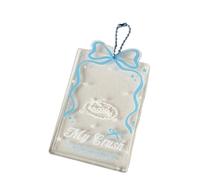 Acrilico trasparente Photo Card Holder con perline catena 7,6 cm copre maniche custodia impermeabile glitter titolare della carta