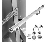 Acrilico trasparenteGrabBarRoundRodwithBolbblesWalltedforIndoorScale & OutdoorStepsDurableSilverBracketsailablein3to 20FtLengthsforSafetyandSupport