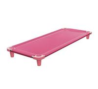 Acrimet Brandina per Bambini, Lettino Portatile Impilabile, 132 cm di Lunghezza (Tubi in Acciaio Inox) (Tessuto a Rete Traspirante Rosa - Piedini Rosa) (Confezione da 1)