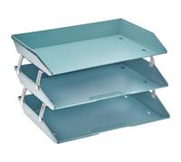 Acrimet Facility - Vassoio portadocumenti a 3 ripiani, con caricamento laterale, in plastica (colore verde)
