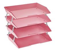 Acrimet Facility - Vassoio portadocumenti da scrivania a 4 ripiani, caricamento laterale, in plastica (colore rosa)