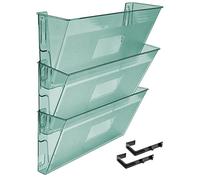 Acrimet Organizzatore da Muro per Cartelline Modulari in Plastica, formato Lettera A4 (ganci inclusi) (Colore Verde Trasparente) (Confezione da 3)