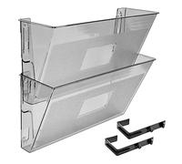 Acrimet Organizzatore da Muro per Cartelline Modulari in Plastica, formato Lettera A4 (ganci inclusi) (Colore Grigio Trasparente) (Confezione da 2)