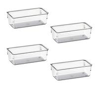 Acrimet Organizzatore per Cassetti Modulare, Vassoi per Riporre Oggetti per Ufficio, Casa, Trucco, Cucina, Cassetto Spazzatura (4 Pezzi) (Plastica Trasparente)