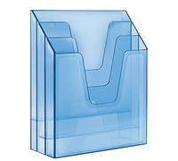 Acrimet Organizzatore Porta Cartelle Verticale a Triplo Scomparto, Separatore per File (Plastica) (Colore Blu Trasparente)