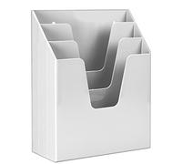 Acrimet Organizzatore Porta Cartelle Verticale a Triplo Scomparto, Separatore per File (Plastica) (Colore Bianco)