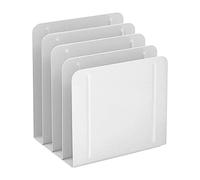 Acrimet Organizzatore Verticale Metallico a 4 Scomparti, Porta Documenti da Scrivania, Soluzione Compatta ed Efficiente per Carta e Cartelle - Colore Bianco