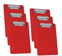 Acrimet Portablocco Formato Memo A5 (23,5 x 16 cm) Clip a Basso Profilo (Plastica) (Colore Rosso) (Confezione da 6 Pezzi)