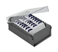 Acrimet Portacarte Organizzatore 3'' x 5’', Base in Metallo Resistente (Indice AZ e un Divisore di Plastica Include) (Base Grigio con Coperchio Trasparente in Plastica)