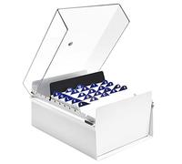 Acrimet Portacarte Organizzatore 5'' x 8’', Base in Metallo Resistente (Indice AZ e un Divisore di Plastica Include) (Base Bianco con Coperchio Trasparente in Plastica)