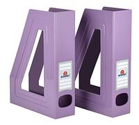 Acrimet Portariviste da Scrivania Verticale, Viola, 2 Pezzi | Plastica resistente, per ufficio e casa, porta-cartelle e posta, design salvaspazio per l'organizzazione
