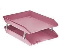 Acrimet Vassoio Facility Portalettere a 2 Ripiani/Organizzatore di Documenti per Scrivania, Frontale A4, Plastica (Colore Rosa)
