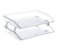 Acrimet Vassoio Facility Portalettere a 2 Ripiani/Organizzatore di Documenti per Scrivania, Laterale A4, Plastica (Colore Trasparente)