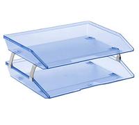 Acrimet Vassoio Facility Portalettere a 2 Ripiani/Organizzatore di Documenti per Scrivania, Laterale A4, Plastica (Colore Blu Trasparente)