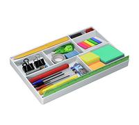 Acrimet Vassoio Organizzatore con 8 scomparti, ideale per cassetti o scrivanie. Perfetto per ufficio, trucco e accessori (Plastica). 32,4×20,3×2,7 cm (Colore Bianco)