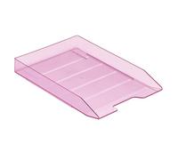 Acrimet Vassoio Portalettere A4 Impilabile Singolo Frontale in Plastica Vaschetta Portadocumenti per Ufficio (Rosa Trasparente) (1 unità)