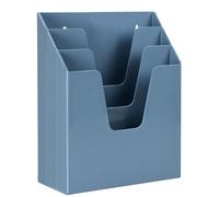 Acrimet Vertical Triple File Folder Holder Organizer File Sorter (Plastic) (Solid Blue Color)