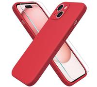 ACRONIX Cover Per iPhone 15(6.1"),con 1 Pellicola Vetro TemPerato,Cover Silicone Liquido Per iPhone 15 (6.1"), Case Antiurto 4 Strati,Ultra-Sottile Custodia Per iPhone 15-Rosso