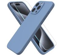ACRONIX Cover per iPhone 15 Pro Max (6.7"), con 1 Pellicola in Vetro Temperato, Silicone Liquido Premium, Custodia Antiurto a 4 Strati, Fodera in Microfibra per iPhone 15 Pro Max Case-Blu Francese