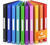 ACROPAQ - 10 x Raccoglitore ad anelli A4 morbido - 4 Anelli - Con etichette sul dorso, Dorso 2,5 cm, Colore Arcobaleno dalla collezione Natura - Raccoglitore documenti ad anelli, Raccoglitori 4 anelli