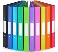 ACROPAQ - 10 x Raccoglitore ad anelli A4 - Sottile, 10 colori brillanti, 2 anelli - Raccoglitore ad anelli A4 stretto, raccoglitore ad anelli A4, raccoglitore - Colorato - B42000