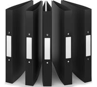 ACROPAQ - 5 x Raccoglitore ad anelli A4 morbido - 2 Anelli, Con etichette sul dorso, Dorso 3,5 cm, Notte, Collezione colore 'Natura' - Quaderni ad anelli A4, Raccoglitore Anelli A4, Quaderno anelli