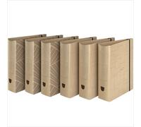 ACROPAQ - 6 raccoglitori ECO A4 a 2 anelli con chiusura elastica - In materiale riciclato, 2 motivi freschi in stile naturale, larghezza dorso 8 cm - raccoglitore A4 - marrone