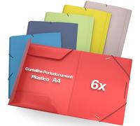 ACROPAQ - 6 x Cartella Elastica A4 - Fino a 200 Pagine, Larghezza Dorso 2,5 cm, Chiusura Elastica, Estate, Collezione colori 'Natura' - Cartelle con elastico, Cartella documenti A4