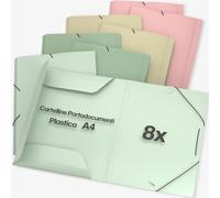 ACROPAQ - 8 x Cartella Elastica A4 - Fino a 200 Pagine, Larghezza Dorso 2,5 cm, Chiusura Elastica, Terra, Collezione colori Natura - Cartelle con elastico, Cartella documenti A4