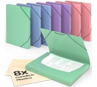 ACROPAQ - 8 x Cartella elastica A4 - Fino a 200 pagine, Larghezza dorso 3,0 cm, Chiusura elastica, Vento, Collezione colori Natura - Cartelle con elastico, Cartella documenti A4