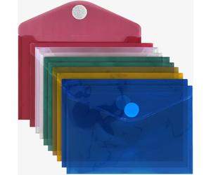 ACROPAQ Carpetta Porta Documenti - Organizza i Tuoi Documenti con 10 x Cartella Porta Documenti A6 - Chiusura Sicura in Chiusura a strappo - Colori Assortiti