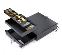 ACROPAQ Cassetto cassa - Apertura elettrica con connessione RJ11, Cassetto per contanti 33 x 33 cm, Adatto per installazione sotto pavimento - Registratore di cassa, Cassa portasoldi - Nero