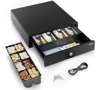 ACROPAQ Cassetto cassa - Compatibile con registratore cassa RJ11, 4 scomparti monete e 8 banconote, (42 x 41 x 10 cm) Corpo in metallo robusto - Cassetto cassa registratore