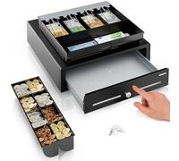 ACROPAQ Cassetto cassa - Compatibile con registratore cassa RJ11, 4 scomparti monete e 8 banconote, Cassetto in metallo con inserto rimovibile, Robusto (42 x 41 x 12 cm) - Cassetto cassa registratore