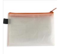 ACROPAQ Custodie in Rete con Chiusura a Zip - 5x Buste Portadocumenti a Rete Compatte con Zip 190x130mm - PVC Duraturo e Resistente, Materiale Senza 8P, Vivaci Cerniere Arancioni