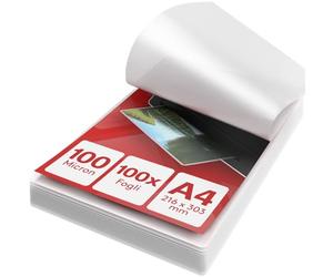 ACROPAQ Fogli plastificatrice - A4, 100 mic, 100 pezzi, Lucido, Qualità premium - Pouches per plastificatrice - 18010