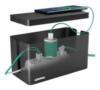 ACROPAQ Scatola Porta Cavi - Piccolo (23,5 x 12 x 11,5 cm), Scatola per nascondere cavi e ciabatte, Plastica, Nero - Cable box, Cable management box