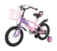 ACROSSPART Bicicletta per bambini da 14 pollici, per ragazzi e ragazze, con ruote di supporto e cestino, bicicletta per bambini dai 3 anni in su, con doppio sistema frenante, manubrio e sedile