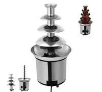 ACROSSPART Fontana di cioccolato elettrica a 4 livelli, grande fontana di cioccolato con funzione di fusione e funzione di mantenimento del calore, in acciaio inox