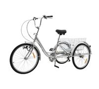 ACROSSPART Triciclo 24 Pollici per Adulti - 6 Marce, Bici da Città Con Luce e Cestello, 3 Ruote, Sicuro e Stabile per Sport All'aria Aperta