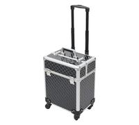 ACROSSPART Valigetta cosmetica trolley, 3 in 1, con vassoio pieghevole e 4 ruote universali, per trucchi da viaggio, per parrucchieri, truccatori, Nero , 34*24*41cm, moderno